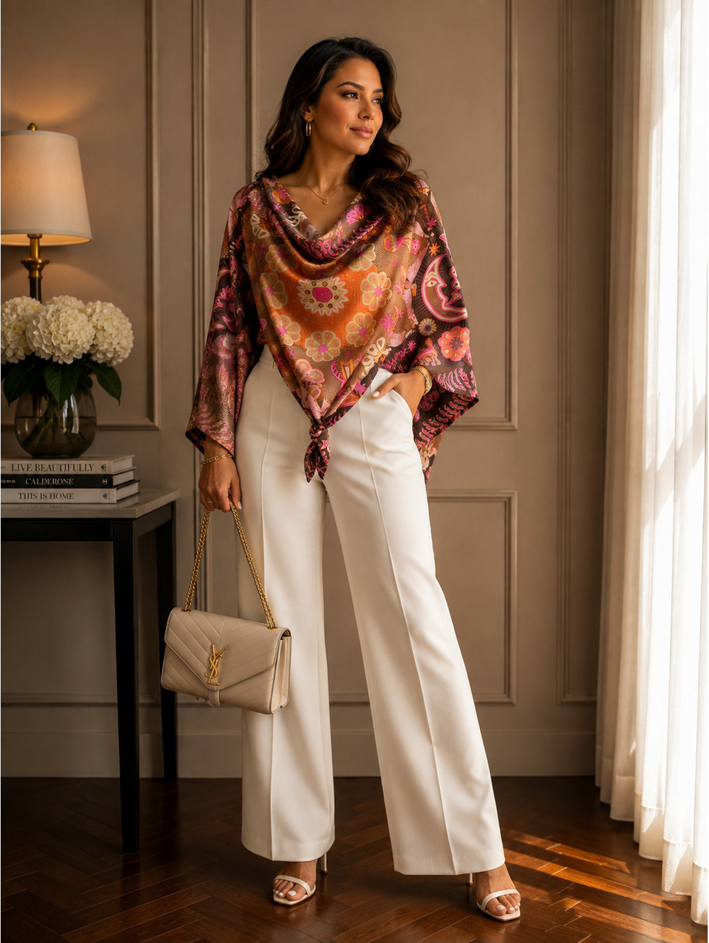 Pineda Covalin Floral Silk Poncho